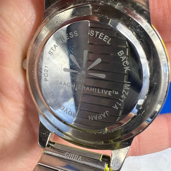 NWT/NIB🤩 |•ISAAC MIZRAH•| Live! Yellow & White Polka Dot Stretch Band Watch - Picture 7 of 12